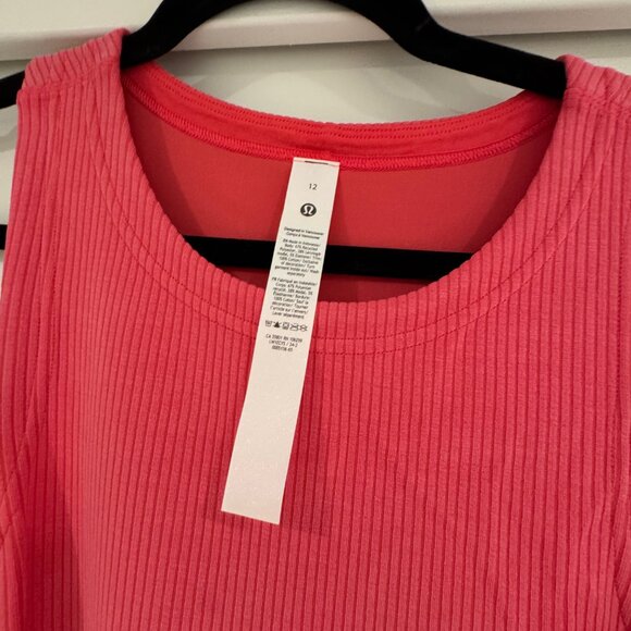 lululemon Ribbed Softstreme Slim-Fit Tank Dress Glaze pink Sz 12 - Picture 4 of 5